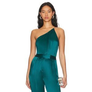 NWT The Sei x Revolve One Shoulder Silk Bodysuit In Lagoon Size 0 $480 MSRP